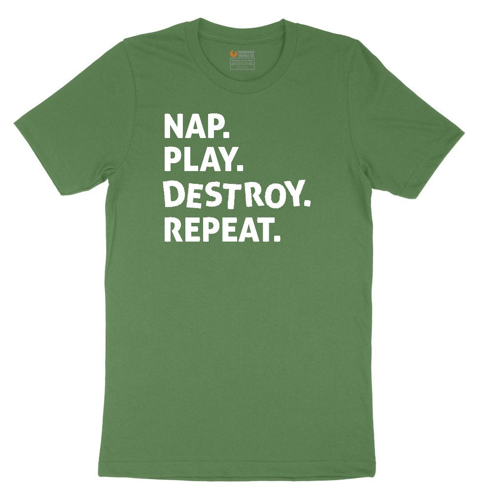 Nap Play Destroy Repeat Youth Short Sleeve Tee - Athletic Kelly