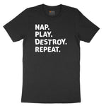 Nap Play Destroy Repeat Youth Short Sleeve Tee - Black
