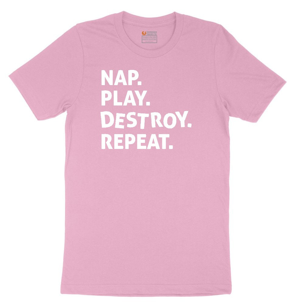 Nap Play Destroy Repeat Youth Short Sleeve Tee - Candy Pink