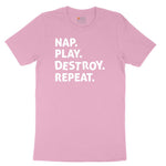 Nap Play Destroy Repeat Youth Short Sleeve Tee - Candy Pink