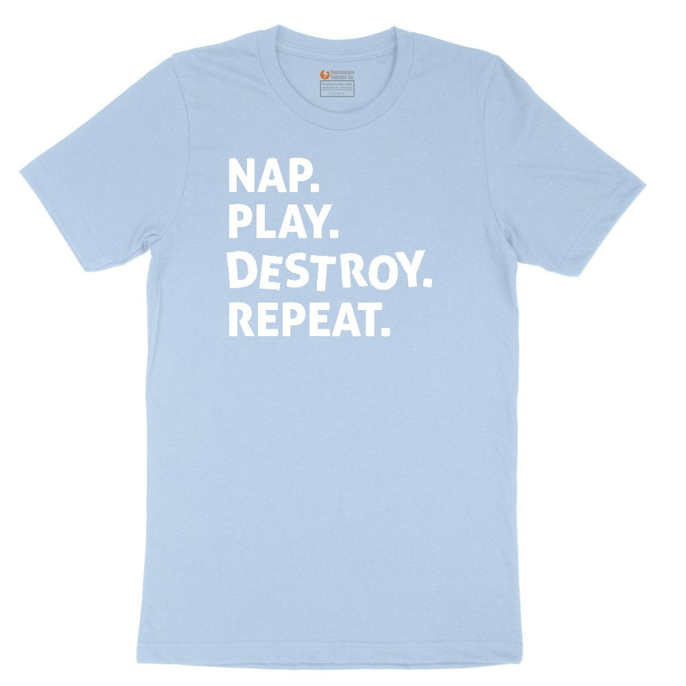 Nap Play Destroy Repeat Youth Short Sleeve Tee - Light Blue