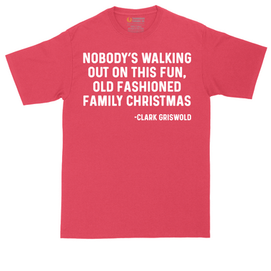 Nobody's Walking Out on This Fun Family Christmas tall t-shirt for men in Jet Black