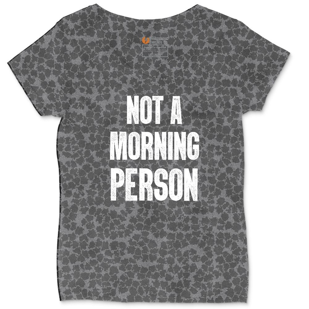 Not a Morning Person Ladies Curvy Tee - Black Leopard