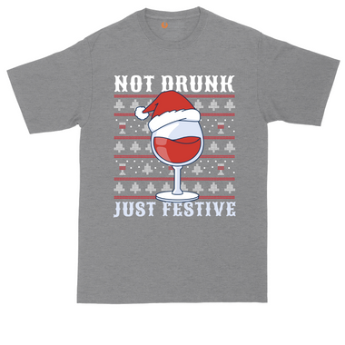 Not Drunk Just Festive tall t-shirt for men in Dark Heather Grey