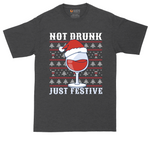 Not Drunk Just Festive tall t-shirt for men in Dark Heather Grey
