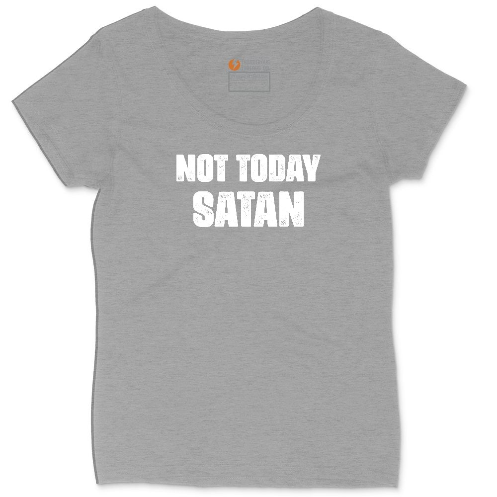 Not Today Satan Version 1 Ladies Curvy Tee - Granite Heather