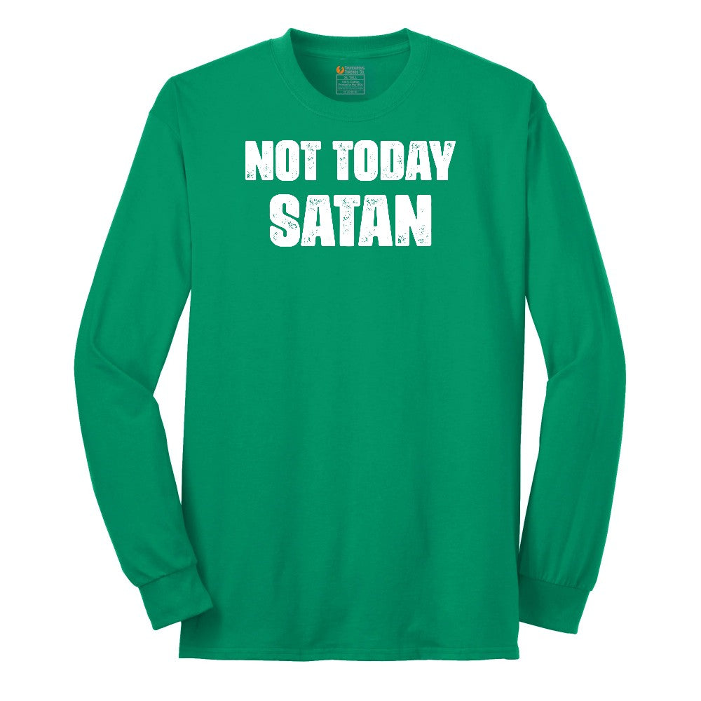 Not Today Satan Version 1 Long Sleeve Tee - Kelly Green