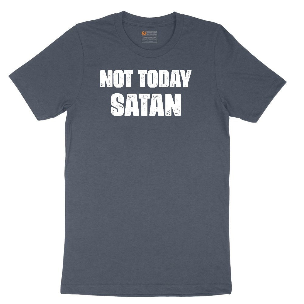 Not Today Satan Version 1 Toddler Short Sleeve Tee - Heather Navy