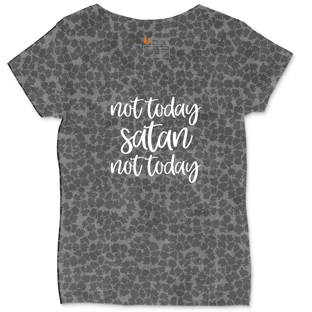 Not Today Satan Version 2 Ladies Curvy Tee - Black Leopard