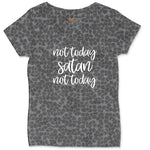 Not Today Satan Version 2 Ladies Curvy Tee - Black Leopard