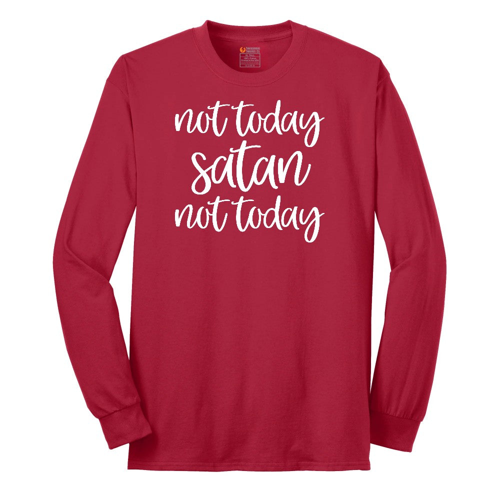Not Today Satan Version 2 Long Sleeve Tee - Red