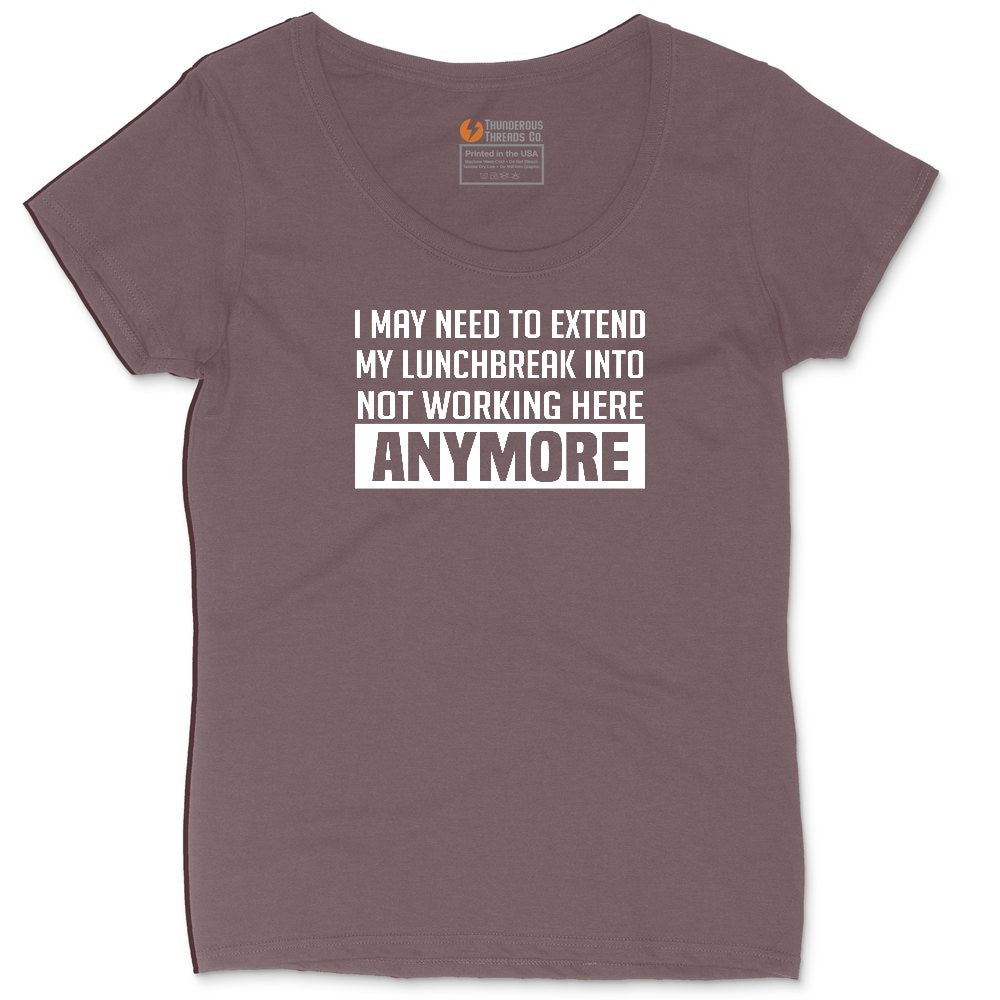 Not Working Here Anymore Ladies Curvy Tee - Sangria Blackout