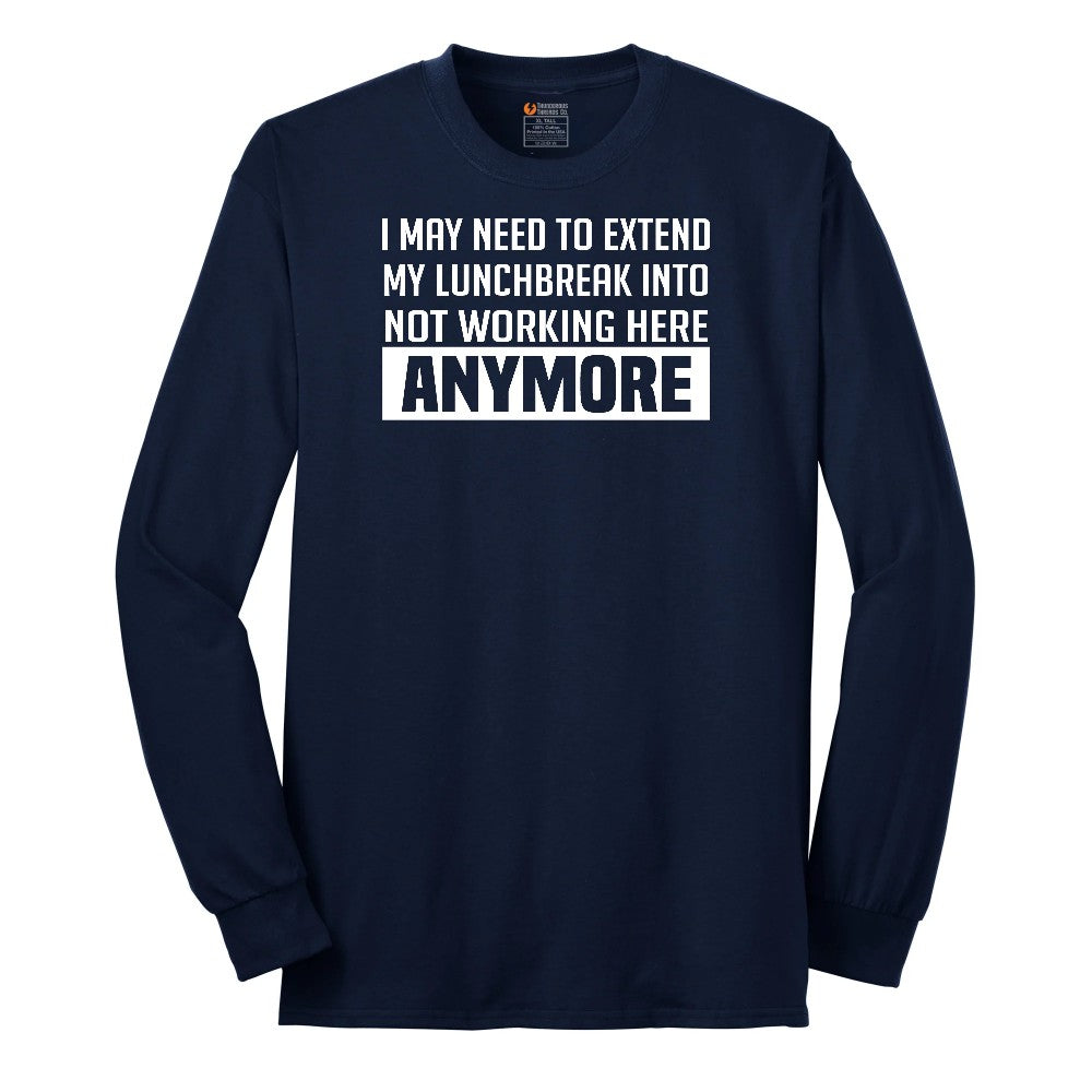 Not Working Here Anymore Long Sleeve Tee - Navy