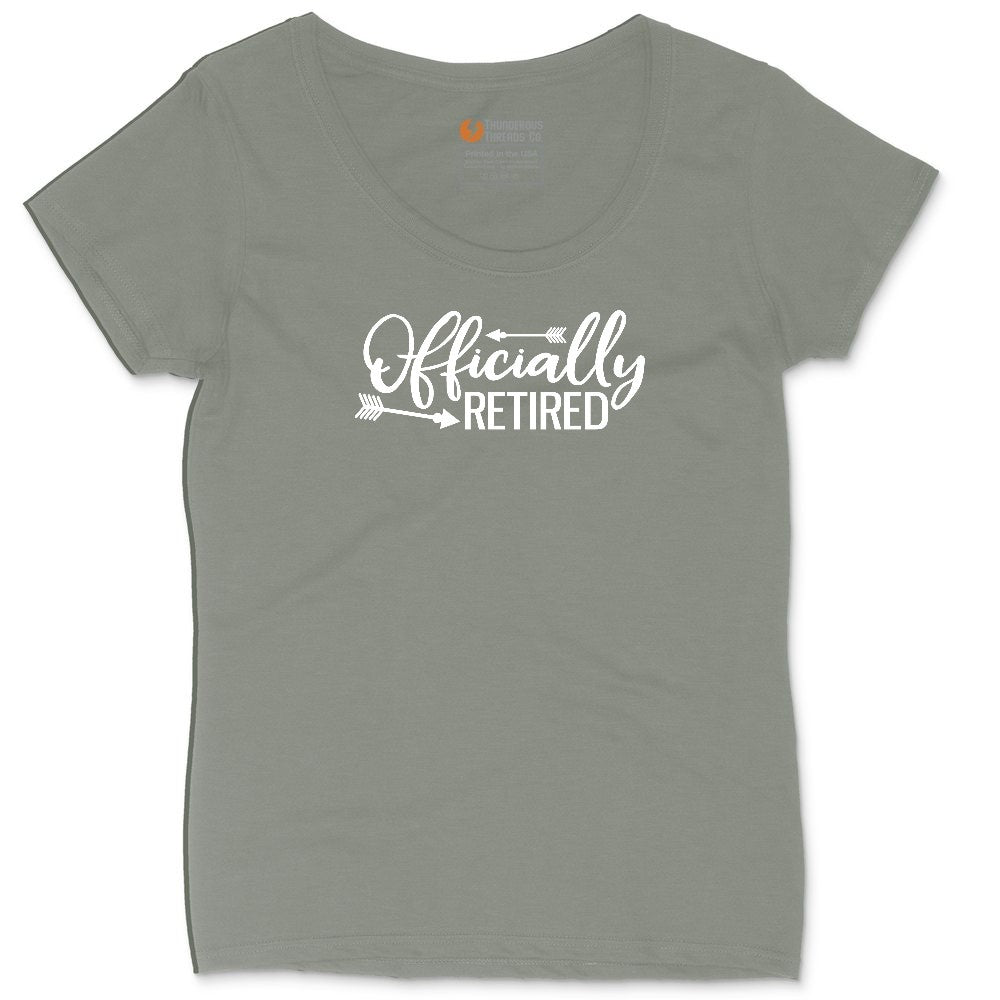 Officially Retired Ladies Curvy Tee - Bamboo Blackout