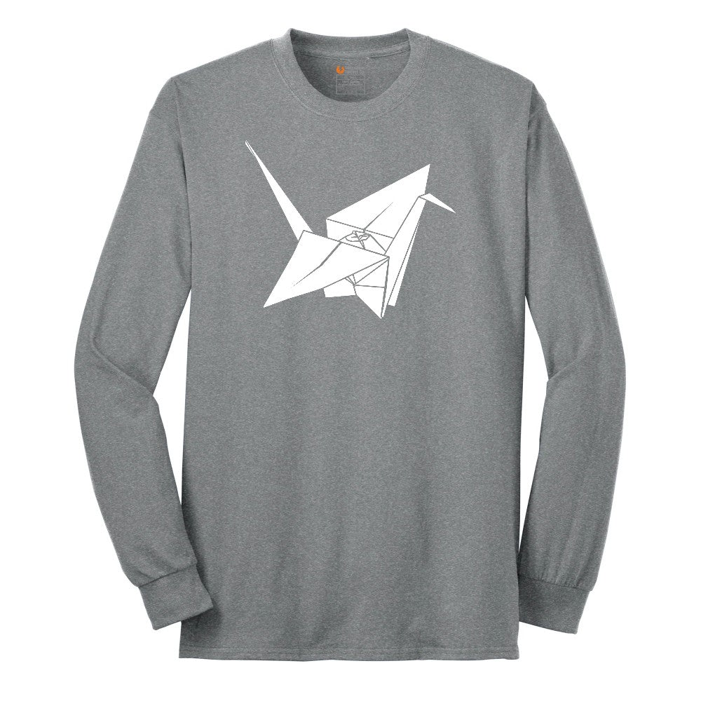 Origami Crane Long Sleeve Tee - Athletic Grey