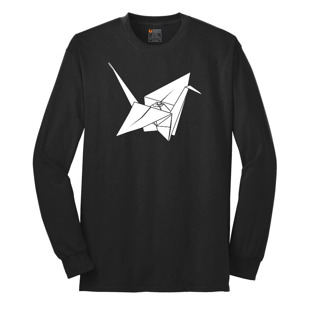 Origami Crane Long Sleeve Tee - Jet Black