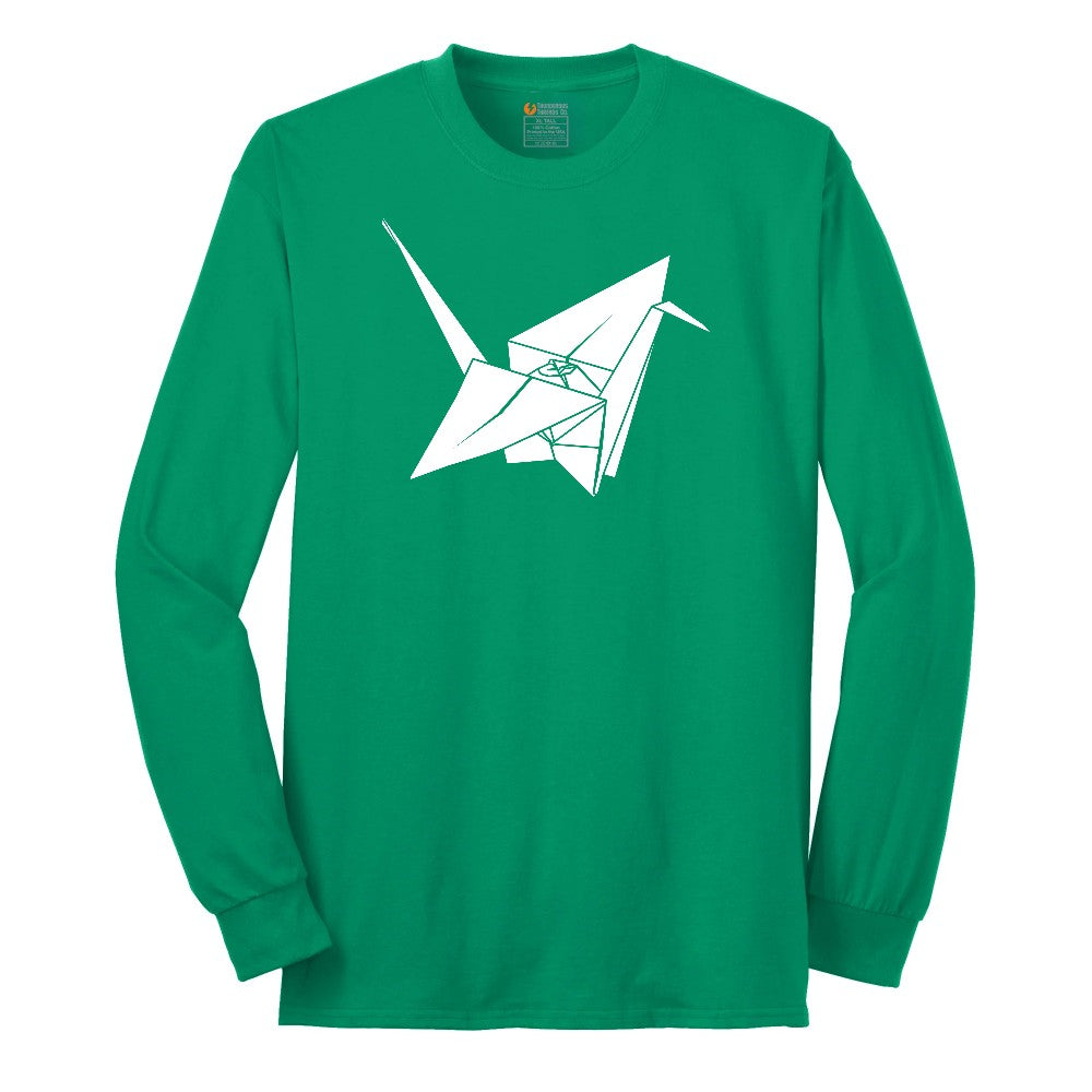 Origami Crane Long Sleeve Tee - Kelly Green