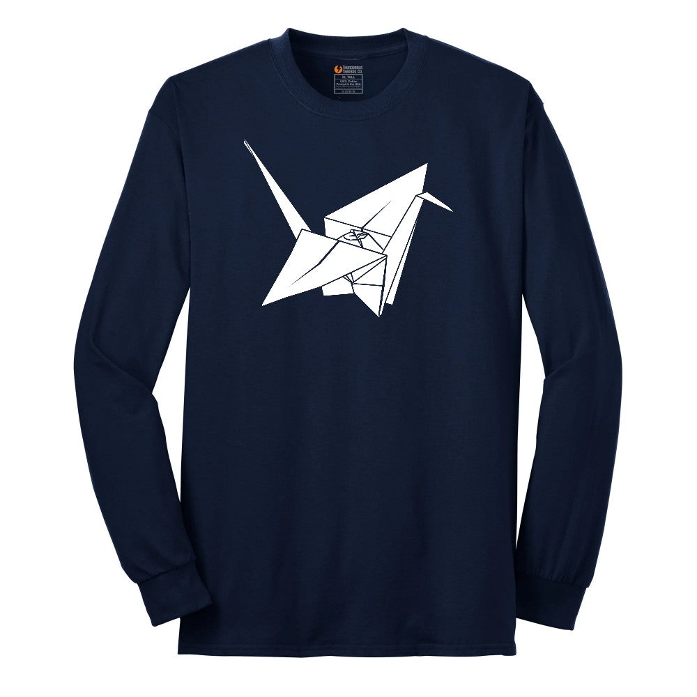 Origami Crane Long Sleeve Tee - Navy