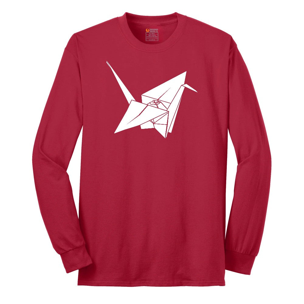Origami Crane Long Sleeve Tee - Red