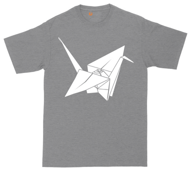 Origami Crane graphic tall t-shirt for men in Dark Heather Grey