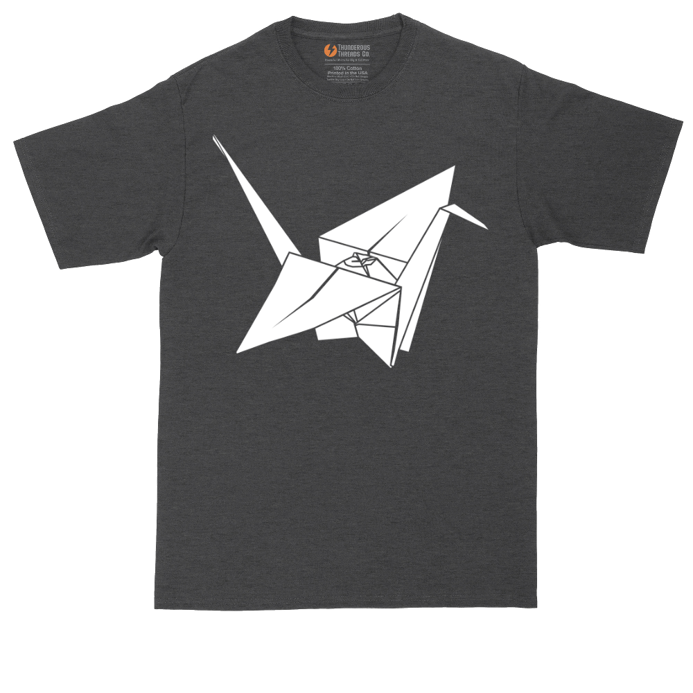 Origami Crane graphic tall t-shirt for men in Dark Heather Grey