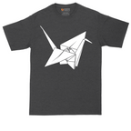 Origami Crane graphic tall t-shirt for men in Dark Heather Grey
