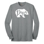 Papa Bear Long Sleeve Tee - Athletic Grey