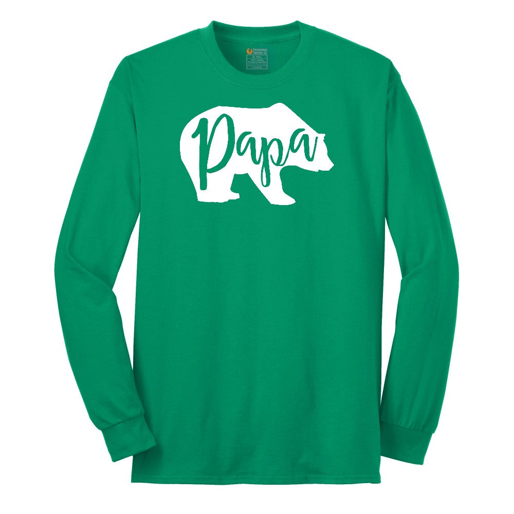 Papa Bear Long Sleeve Tee - Kelly Green