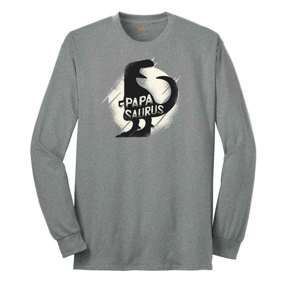 Papasaurus Long Sleeve Tee - Athletic Grey