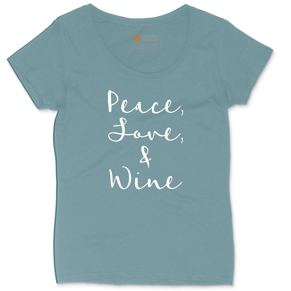 Peace Love and Wine Ladies Curvy Tee - Surf Blackout