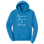 Peace Love and Wine Ladies Hoodie - Sapphire