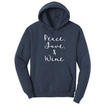 Peace Love and Wine Hoodie - Navy
