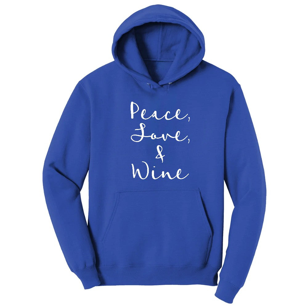 Peace Love and Wine Hoodie - True Royal