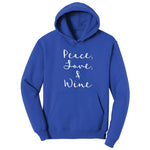 Peace Love and Wine Hoodie - True Royal