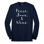 Peace Love and Wine Long Sleeve Tee - Navy