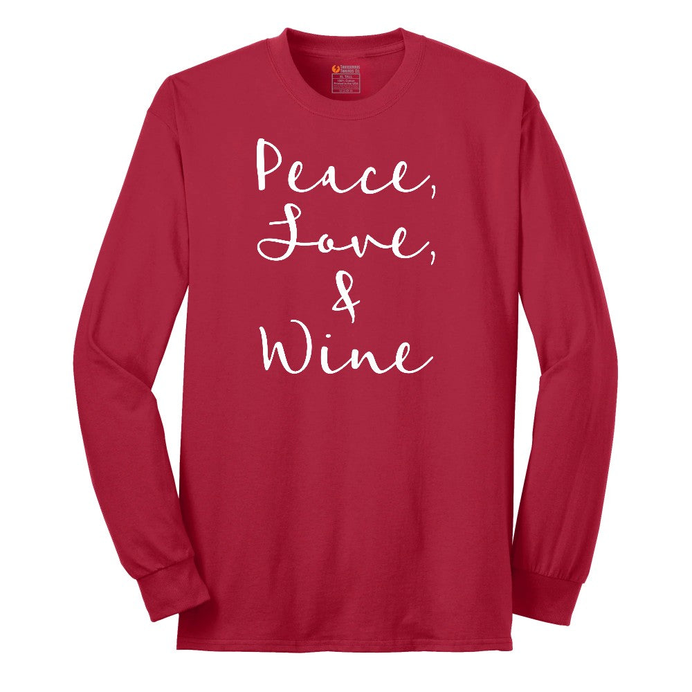 Peace Love and Wine Long Sleeve Tee - Red