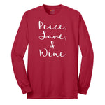 Peace Love and Wine Long Sleeve Tee - Red