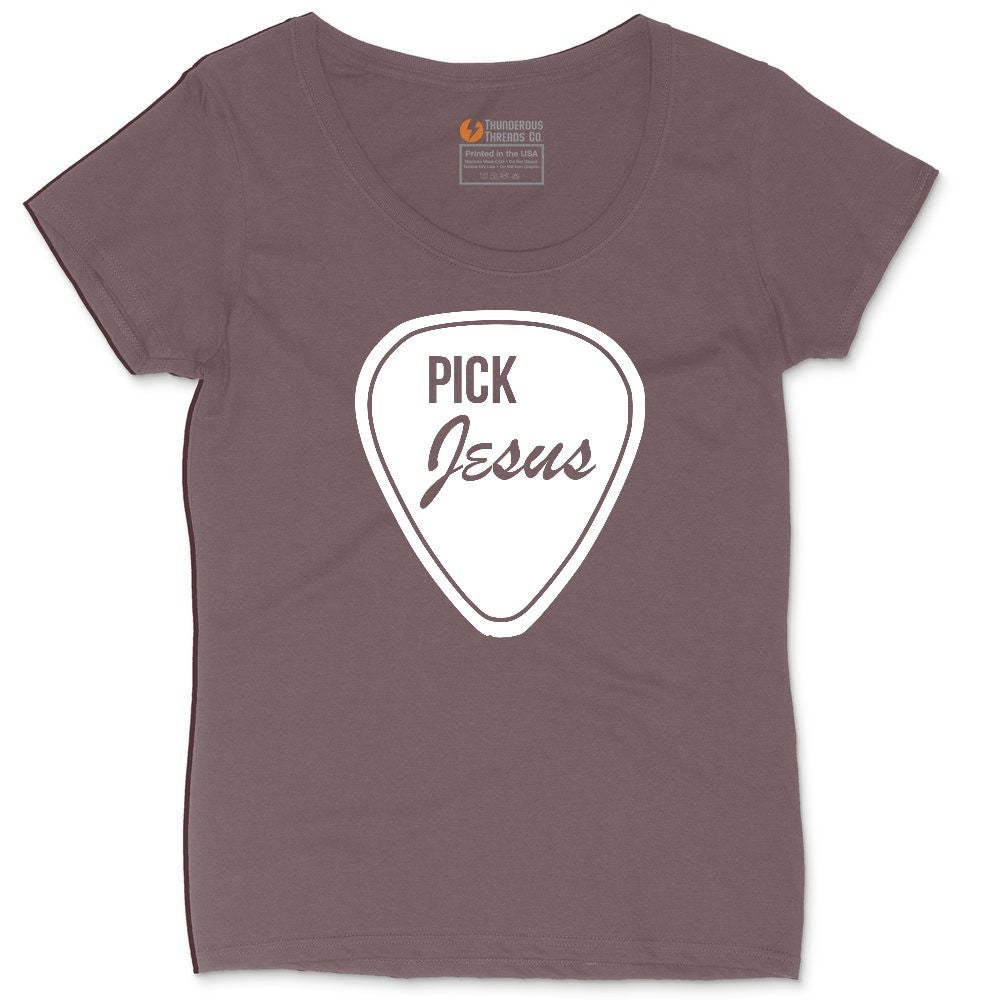 Pick Jesus Ladies Curvy Tee - Sangria Blackout