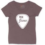 Pick Jesus Ladies Curvy Tee - Sangria Blackout