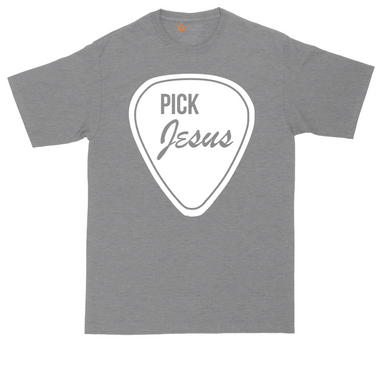 Pick Jesus tall t-shirt for men in Dark Heather Grey