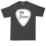 Pick Jesus tall t-shirt for men in Dark Heather Grey