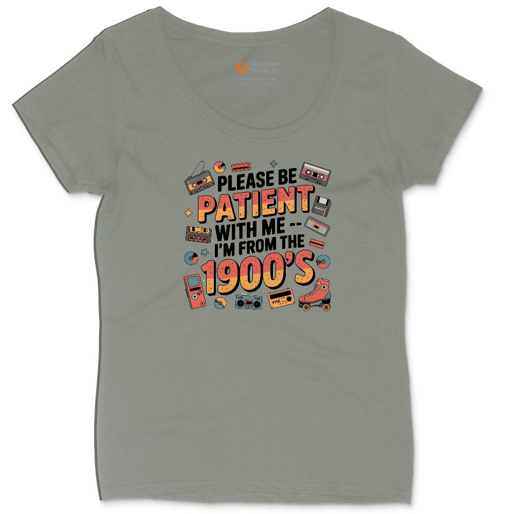 Please Be Patient with Me I'm from the 1900s Ladies Curvy Tee - Bamboo Blackout