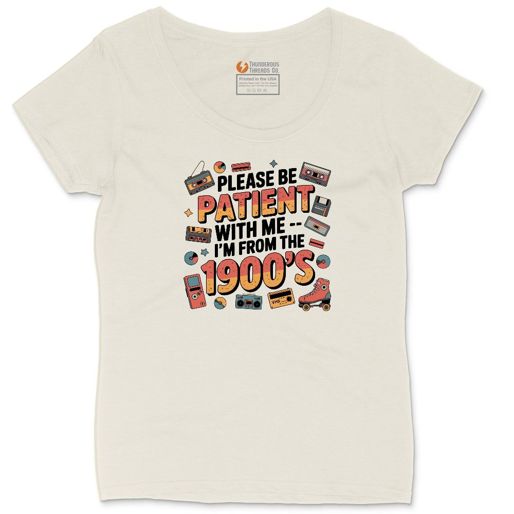 Please Be Patient with Me I'm from the 1900s Ladies Curvy Tee - Natural Heather
