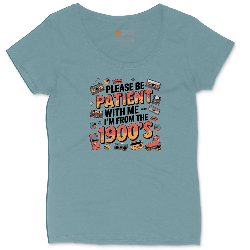 Please Be Patient with Me I'm from the 1900s Ladies Curvy Tee - Surf Blackout