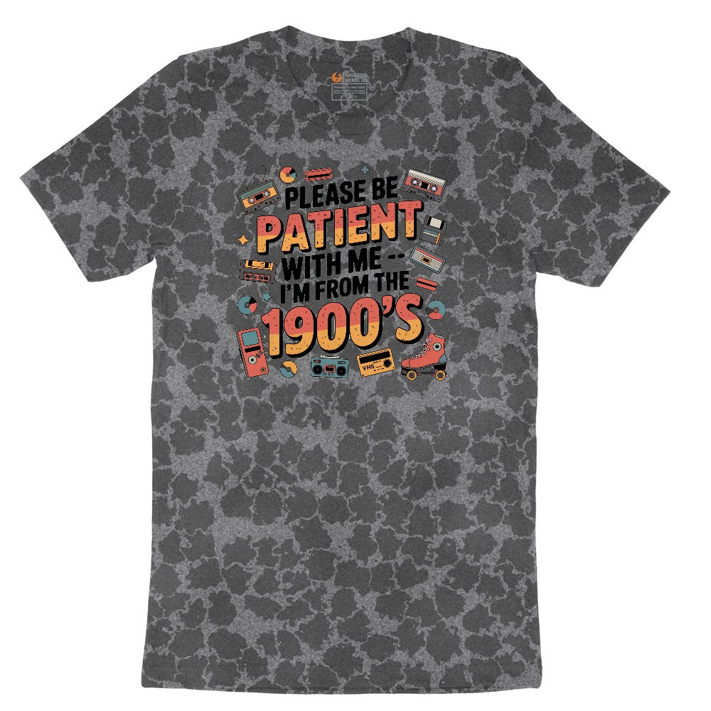Please Be Patient with Me I'm from the 1900s Ladies Short Sleeve Tee - Black Leopard