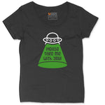 Please Take Me With You Ladies Curvy Tee - Black