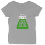 Please Take Me With You Ladies Curvy Tee - Granite Heather