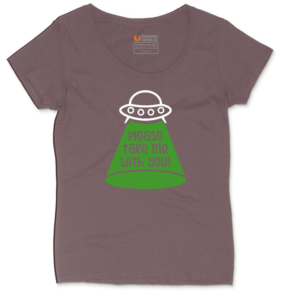 Please Take Me With You Ladies Curvy Tee - Sangria Blackout