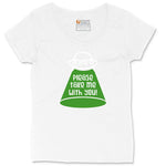 Please Take Me With You Ladies Curvy Tee - White