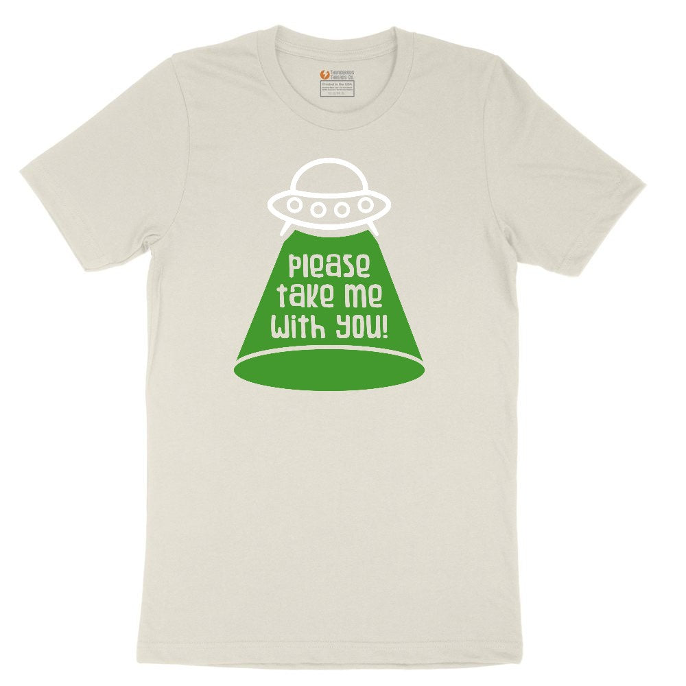 Please Take Me With You Ladies Short Sleeve Tee - Natural Heather